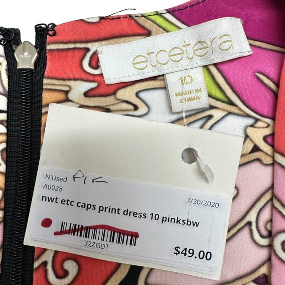 Etcetera Dress Womens 10 Abstract Multicolor Print Lined Sleeveless NWT - Picture 9 of 14